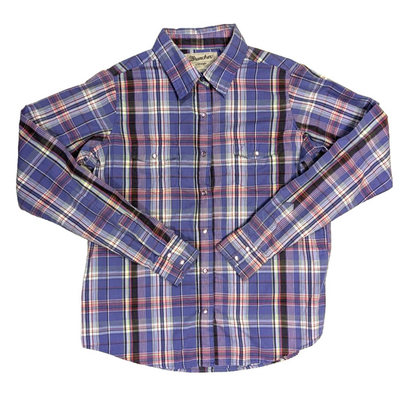 Wrangler Wrancher Shirt Pearl Snap Women's Medium Long Sleeve Multicolor Plaid - Picture 1 of 5